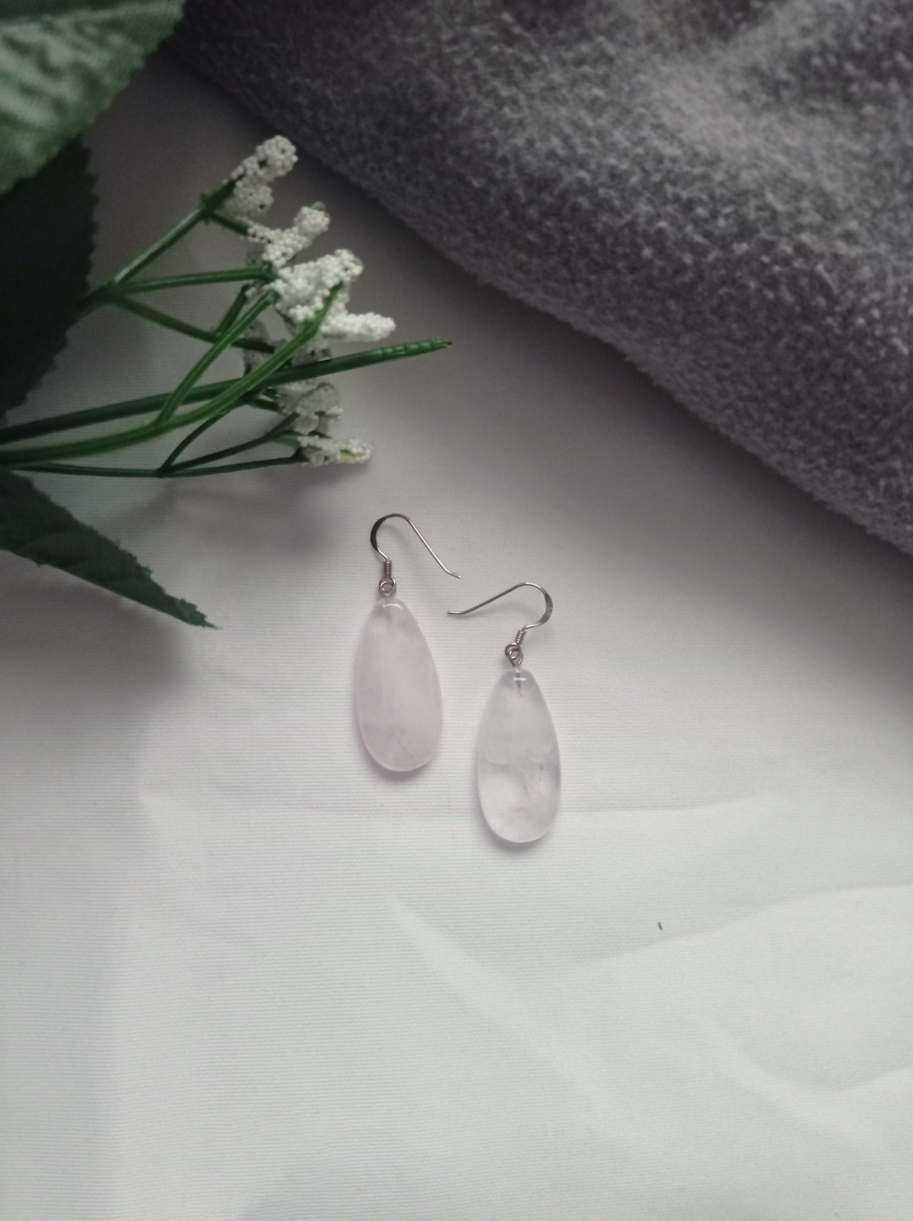 Rose Quartz Sterling Silver Earrings, Rose Quartz Earrings, Rose Quartz Drop Earrings | by nlanlaVictory-4