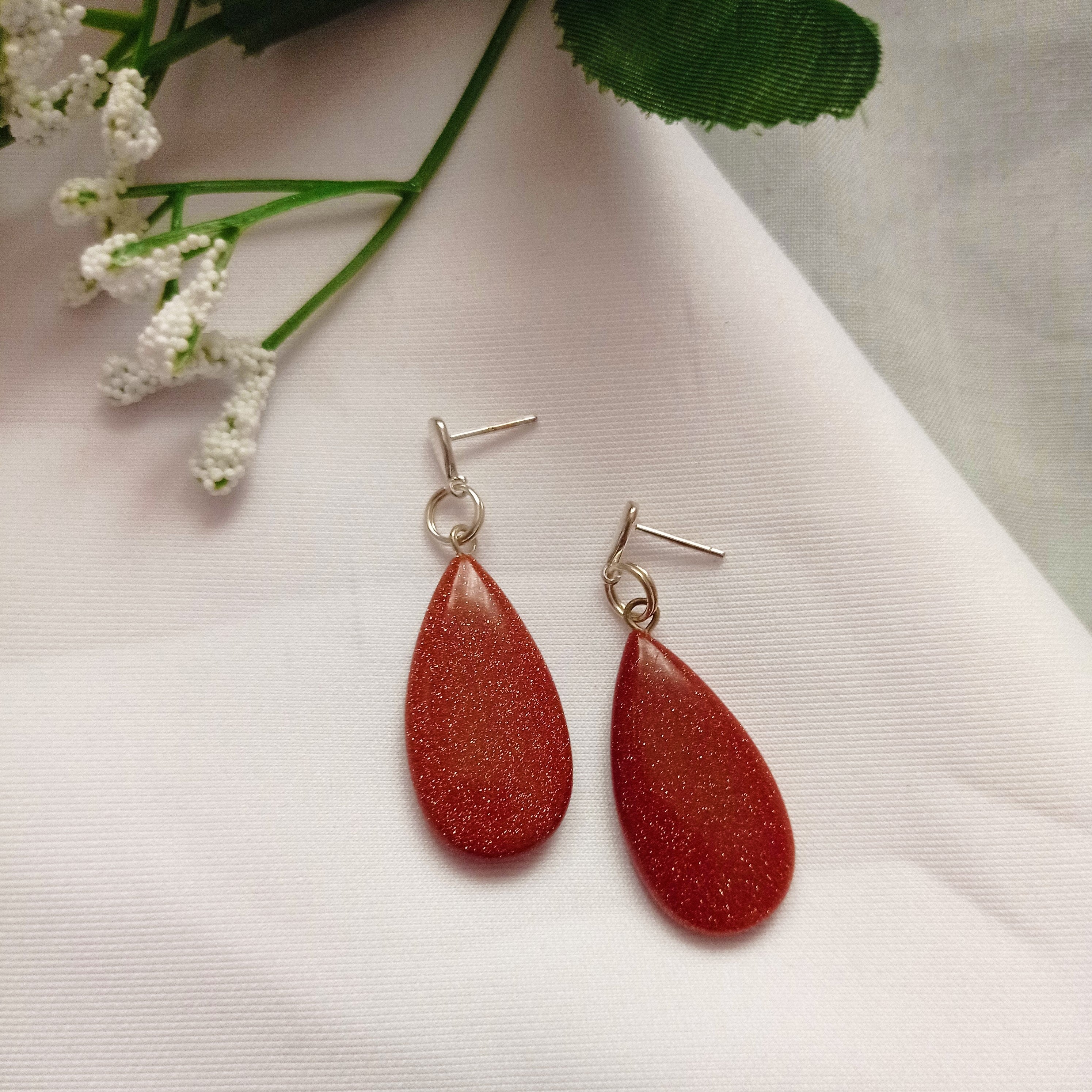Brown Goldstone Teardrop Earrings, Brown Goldstone Sterling Silver Earrings, Gemstone Stud Earrings | by nlanlaVictory-0