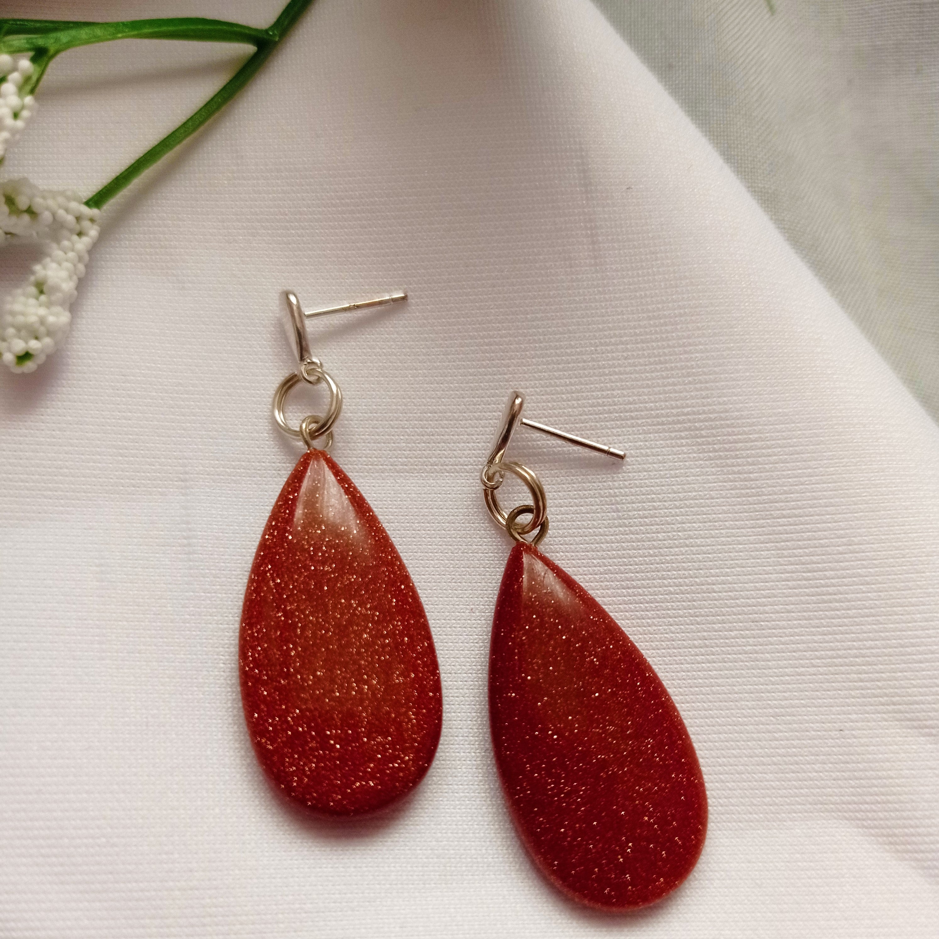 Brown Goldstone Teardrop Earrings, Brown Goldstone Sterling Silver Earrings, Gemstone Stud Earrings | by nlanlaVictory-4