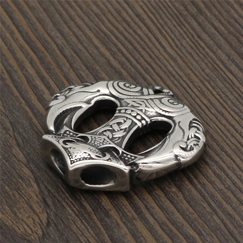 Dropshipping Thor's Hammer Mjolnir Pendant Crow Necklace Norse Viking Odin Scandinavian Men's Stainless Steel Punk Jewelry Gifts