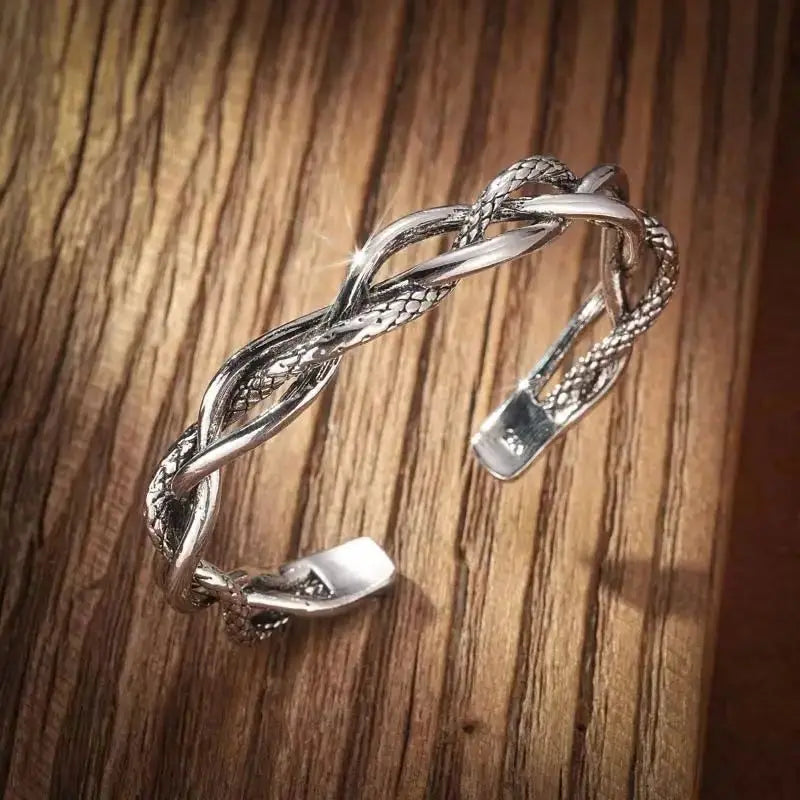 Vintage Mens Jewellery Woven Twist Texture Bracelet Bangles for Women Men Thai Silver Statement Bracelet Punk Party Jewelry Gift