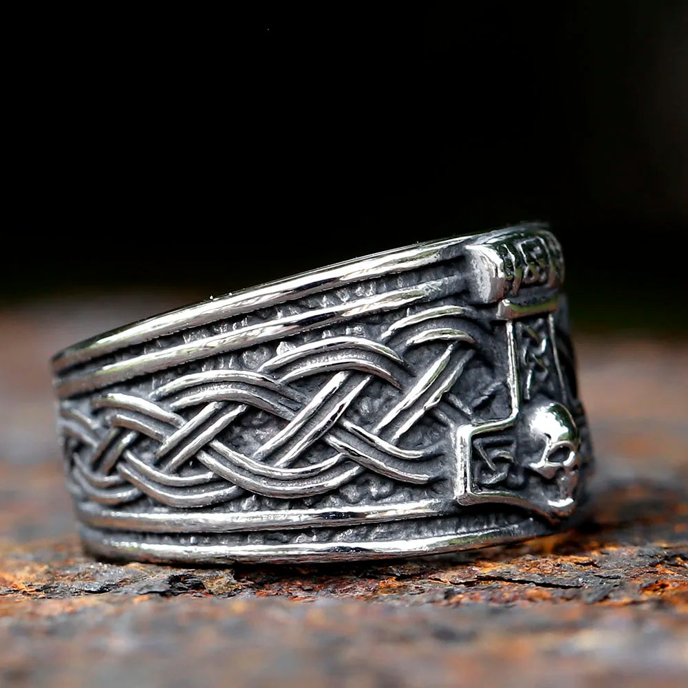 2023 New viking Amulet Nordic Mjolnir Thor's Hammer and skull Ring For Men Women Stainless Steel Male Anel Gift free shipping