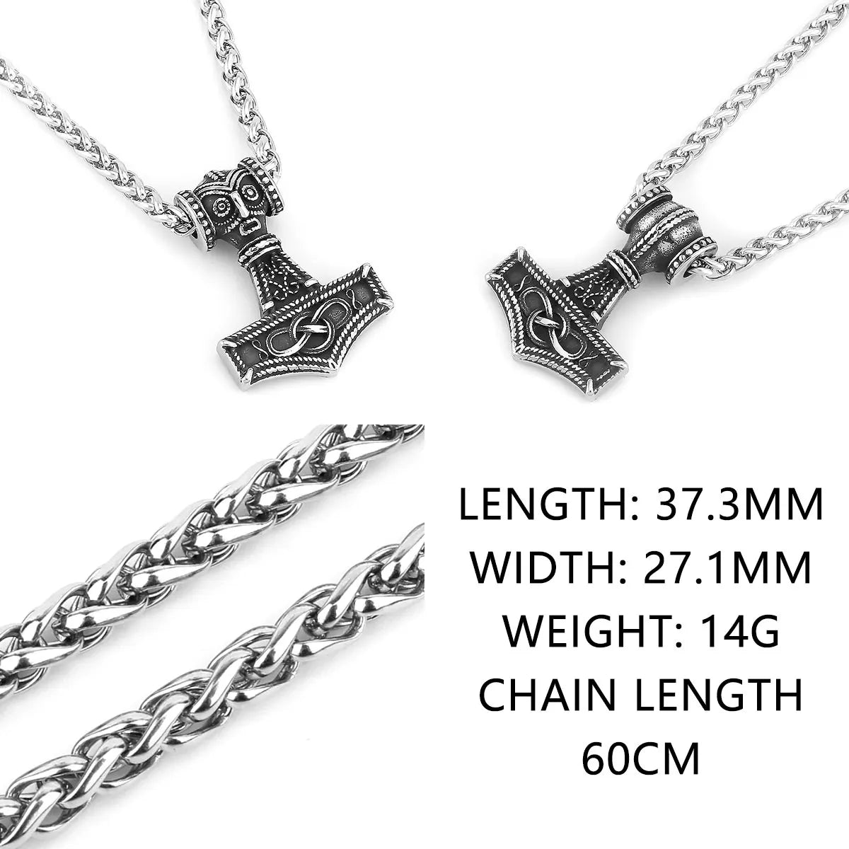 Fashion Viking Anchor Mjolnir Necklace Stainless Steel Men's Celtic Knot Hip Hop Amulet Pendant Vintage Charms Jewelry Wholesale