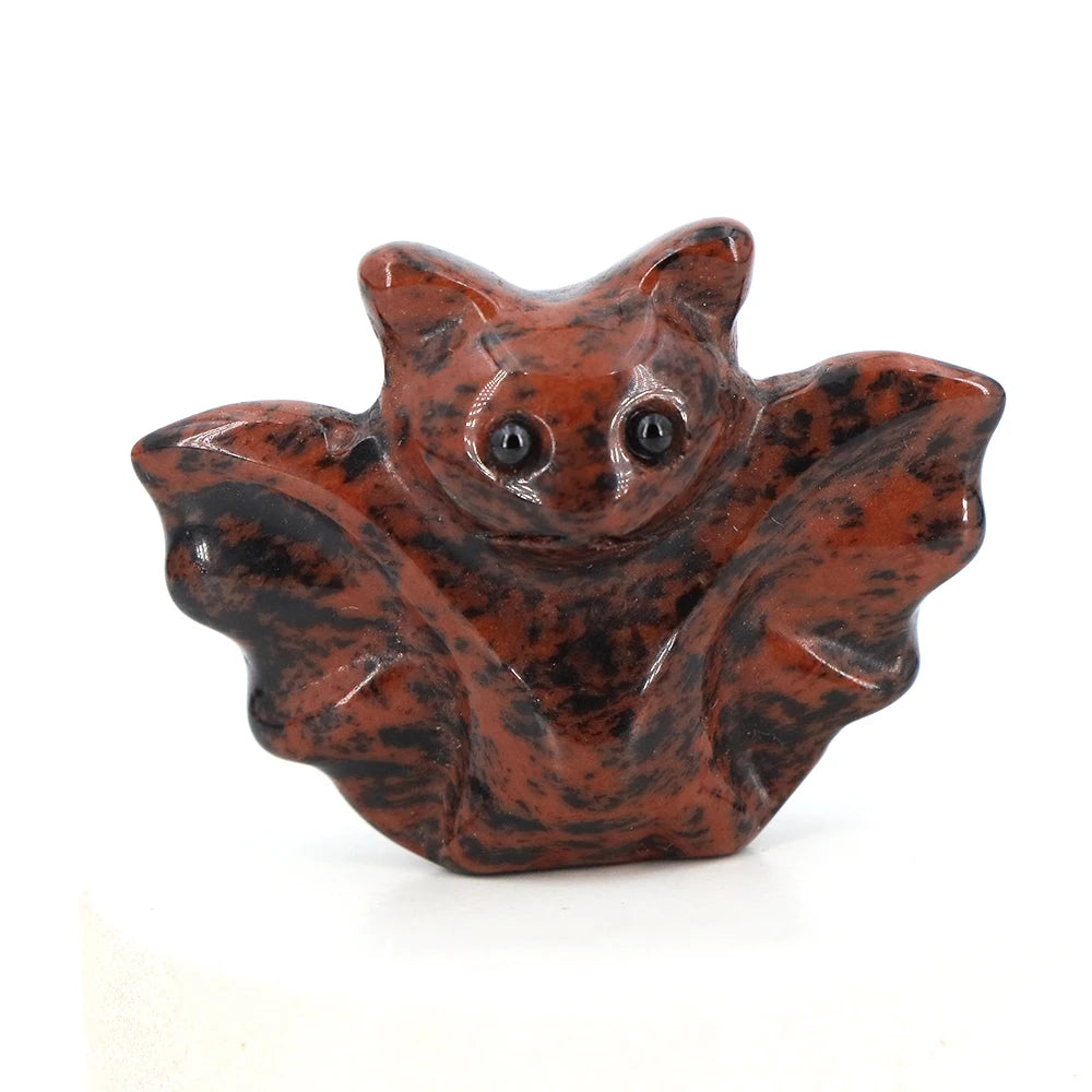 1.5in Mini Crystal Bat Statue Natural Stone Carving Animals Figurine for Home Decoration Jewelry Accessory Crafts Halloween Gift