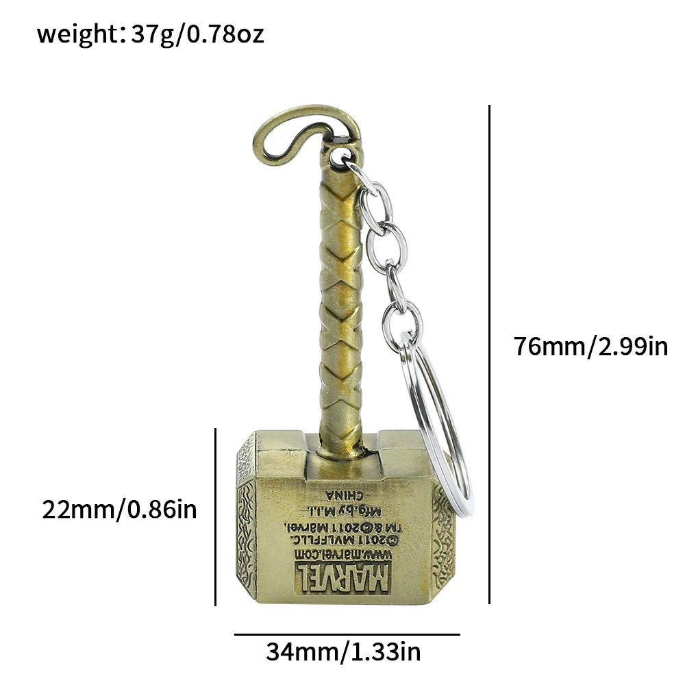 2023 New Thor Hammer Keychain Mjolnir 1:1 Dark World Ragnarok Keyring Key Chain Ring Marvel Avengers Porte Clef
