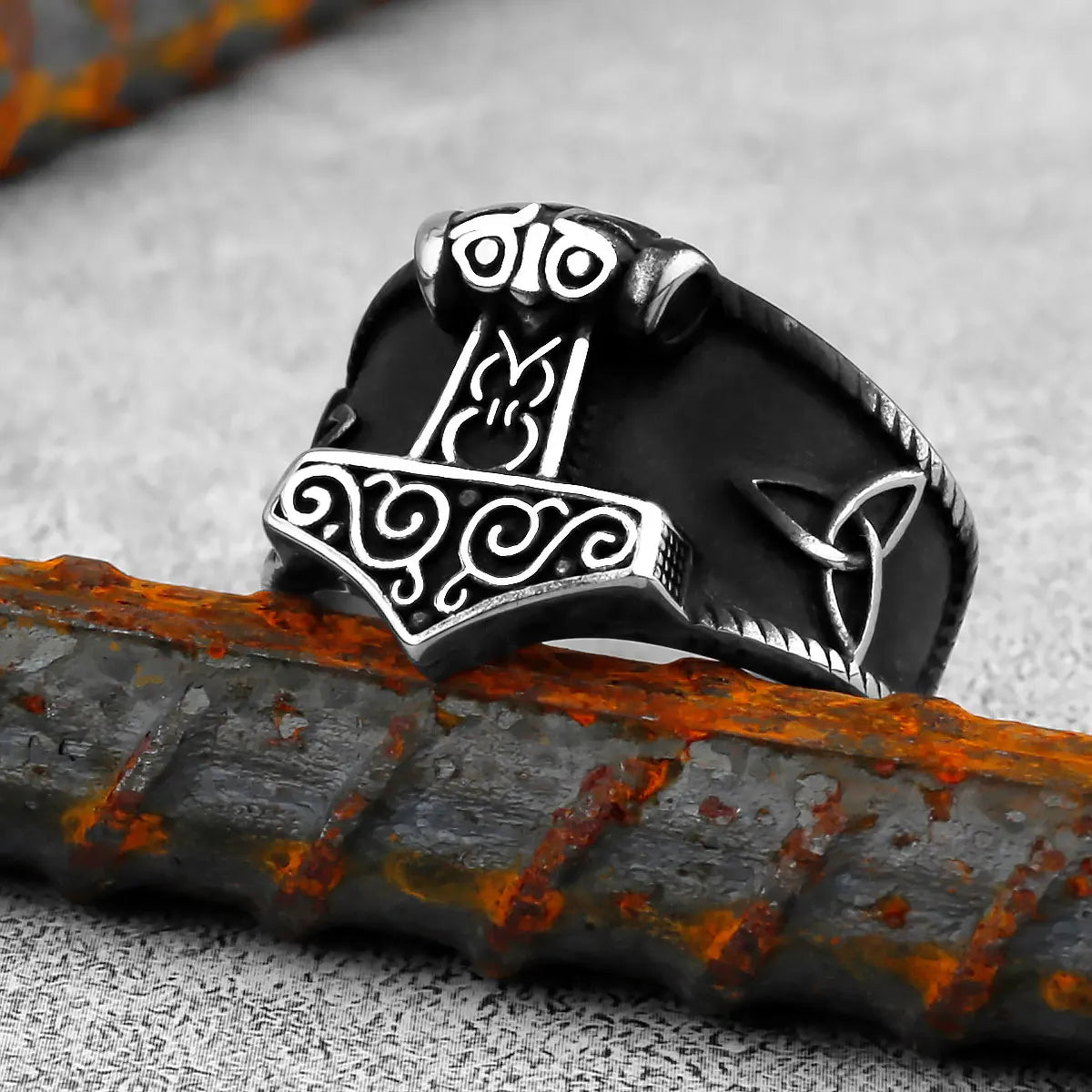 316L Stainless Steel New Viking Ring Mjolnir Thor Hammer Celtics Knot Rings Mens Nordic Amulet Jewelry Free Shipping Wholesale