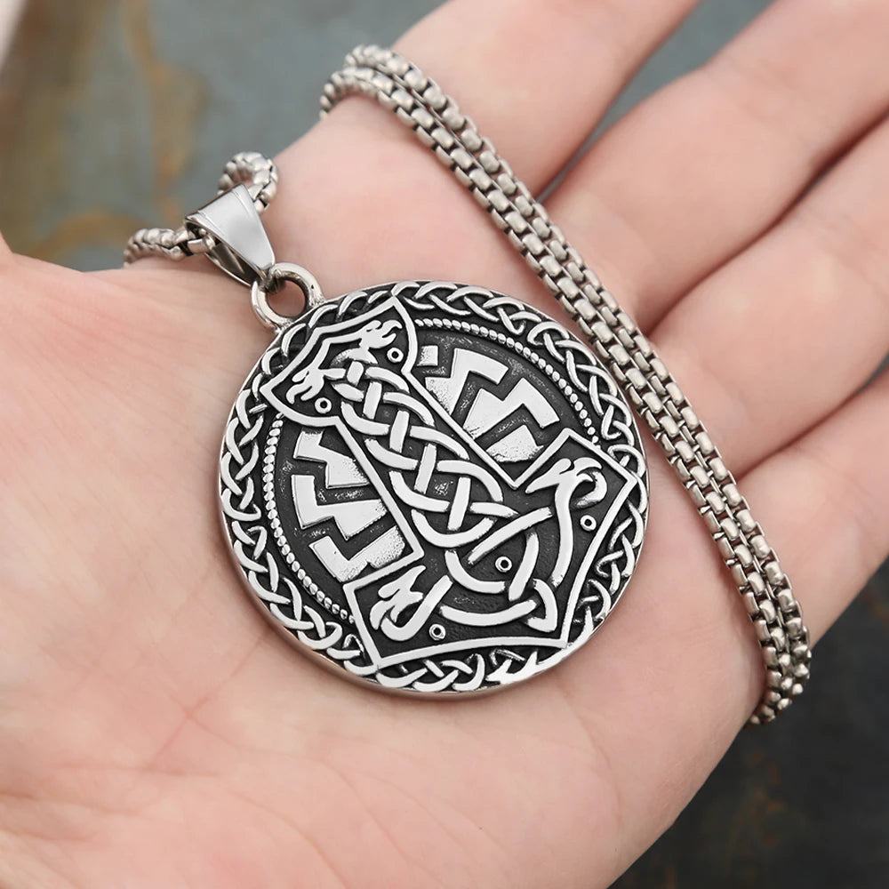 New Nordic Thor's Hammer Mjolnir Pendant For Men Fashion Vikings Rune Celtic Knots Necklace Amulet Jewelry Gifts Dropshipping