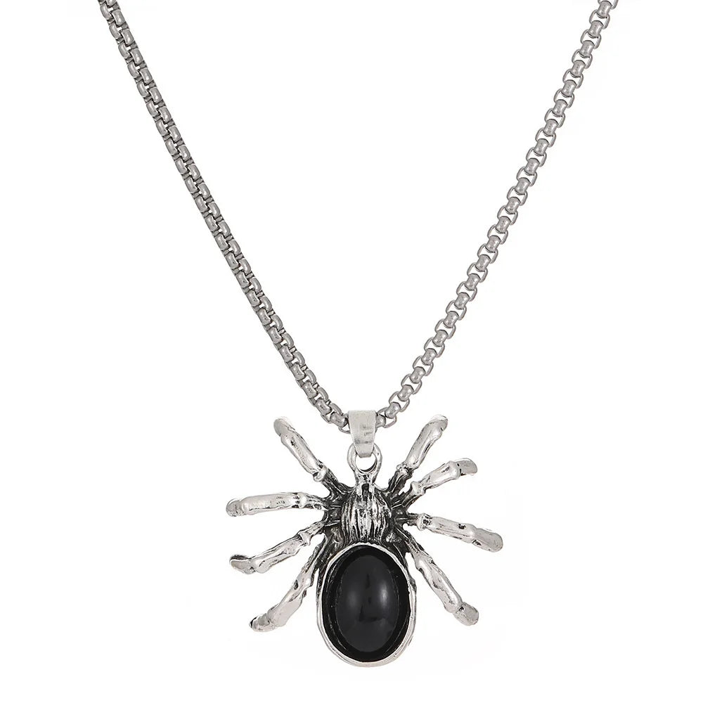 Retro Spider Necklace for Women Men Punk Spider Pendant Collar Chain Jewelry Trendy Accessories Halloween Gifts Gothic Decor
