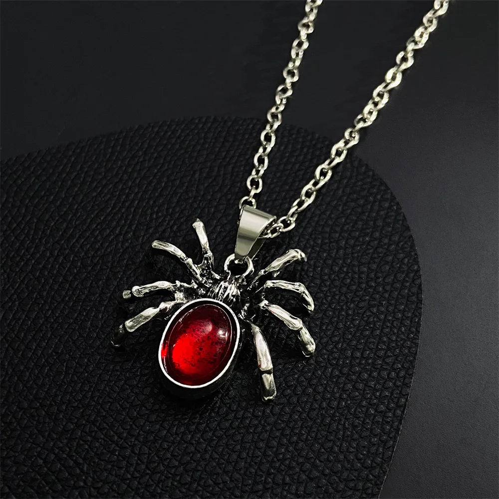 Retro Spider Necklace for Women Men Punk Spider Pendant Collar Chain Jewelry Trendy Accessories Halloween Gifts Gothic Decor