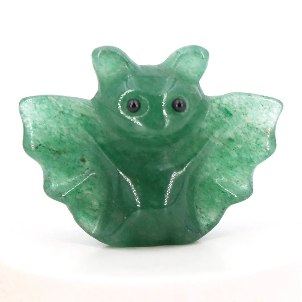 1.5in Mini Crystal Bat Statue Natural Stone Carving Animals Figurine for Home Decoration Jewelry Accessory Crafts Halloween Gift