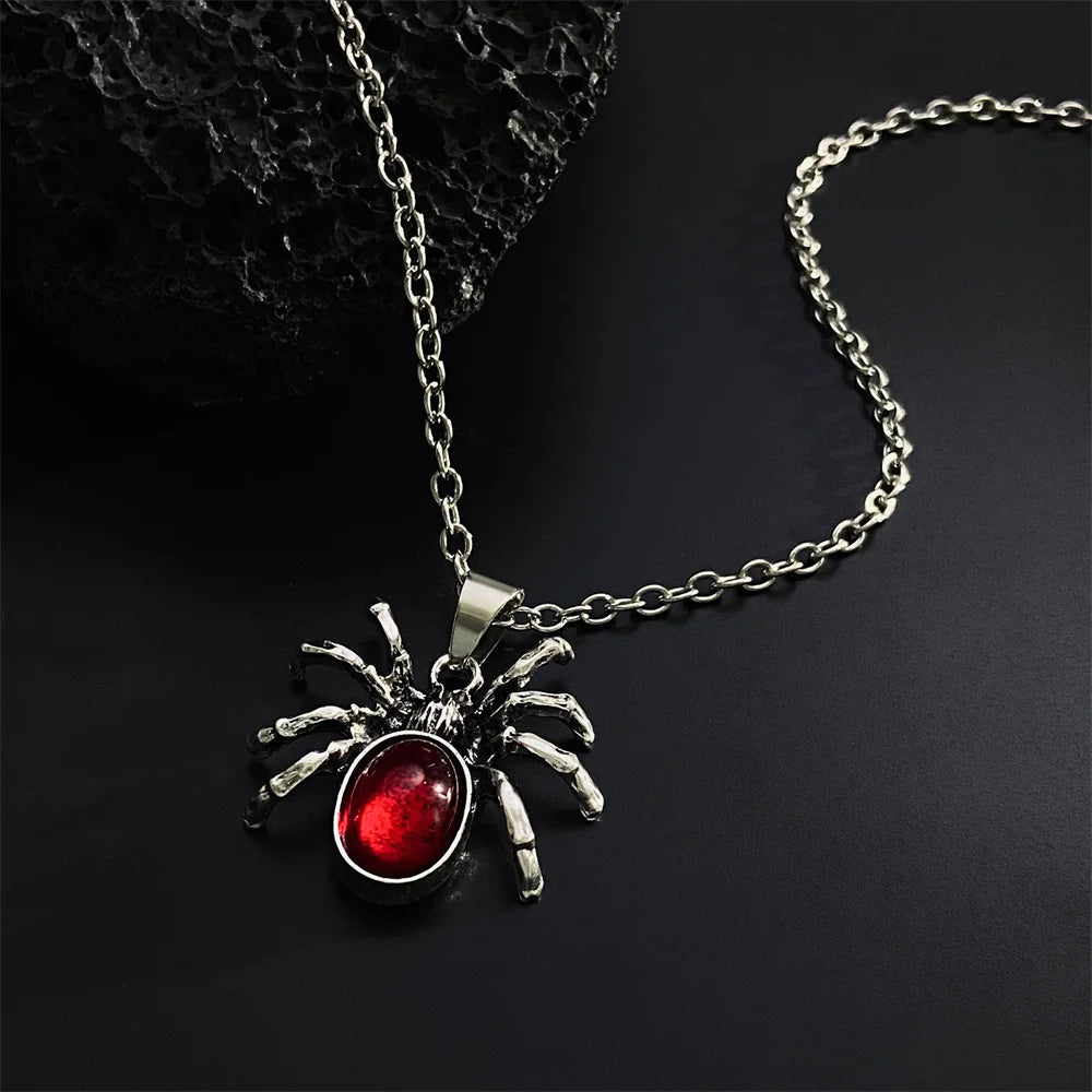 Retro Spider Necklace for Women Men Punk Spider Pendant Collar Chain Jewelry Trendy Accessories Halloween Gifts Gothic Decor