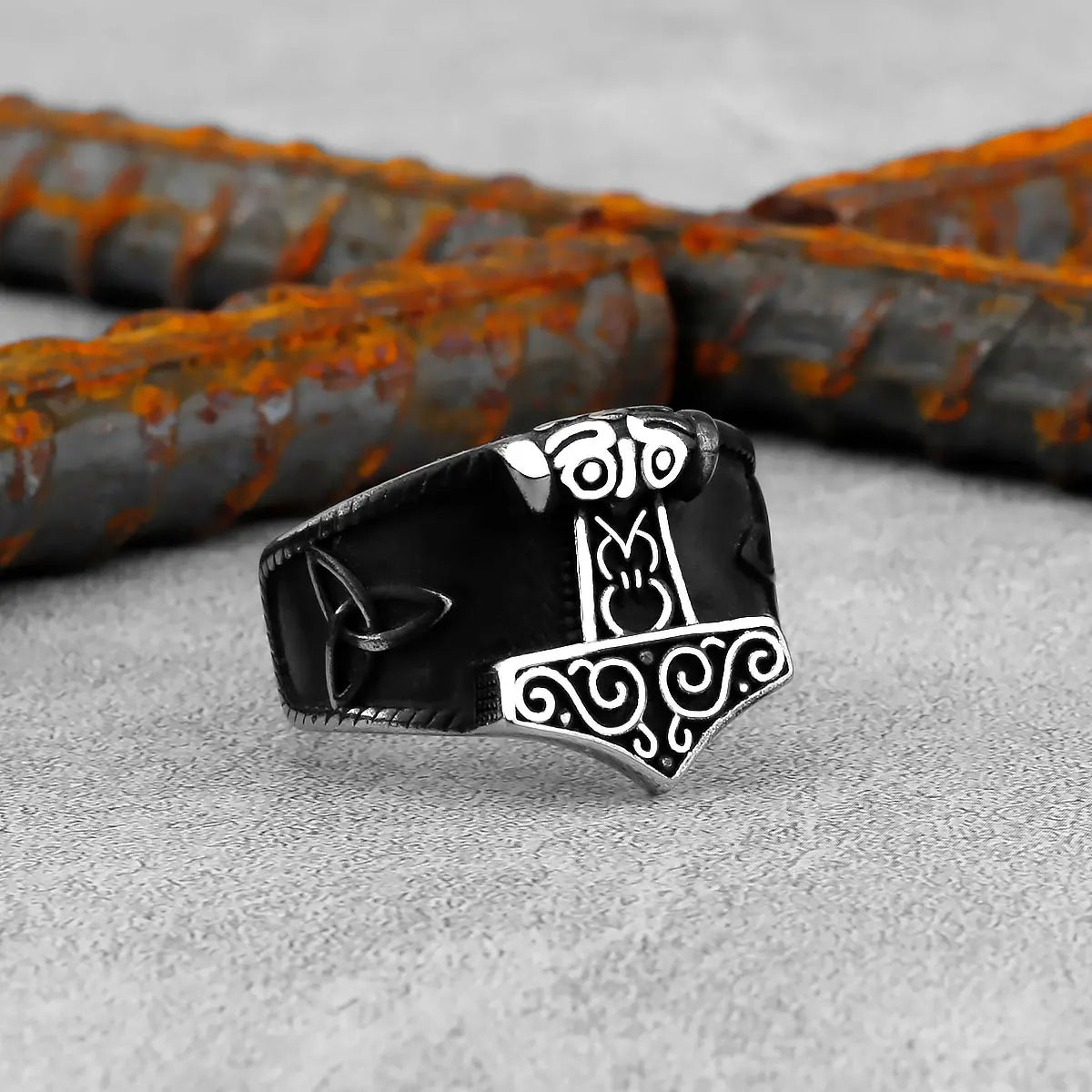 316L Stainless Steel New Viking Ring Mjolnir Thor Hammer Celtics Knot Rings Mens Nordic Amulet Jewelry Free Shipping Wholesale