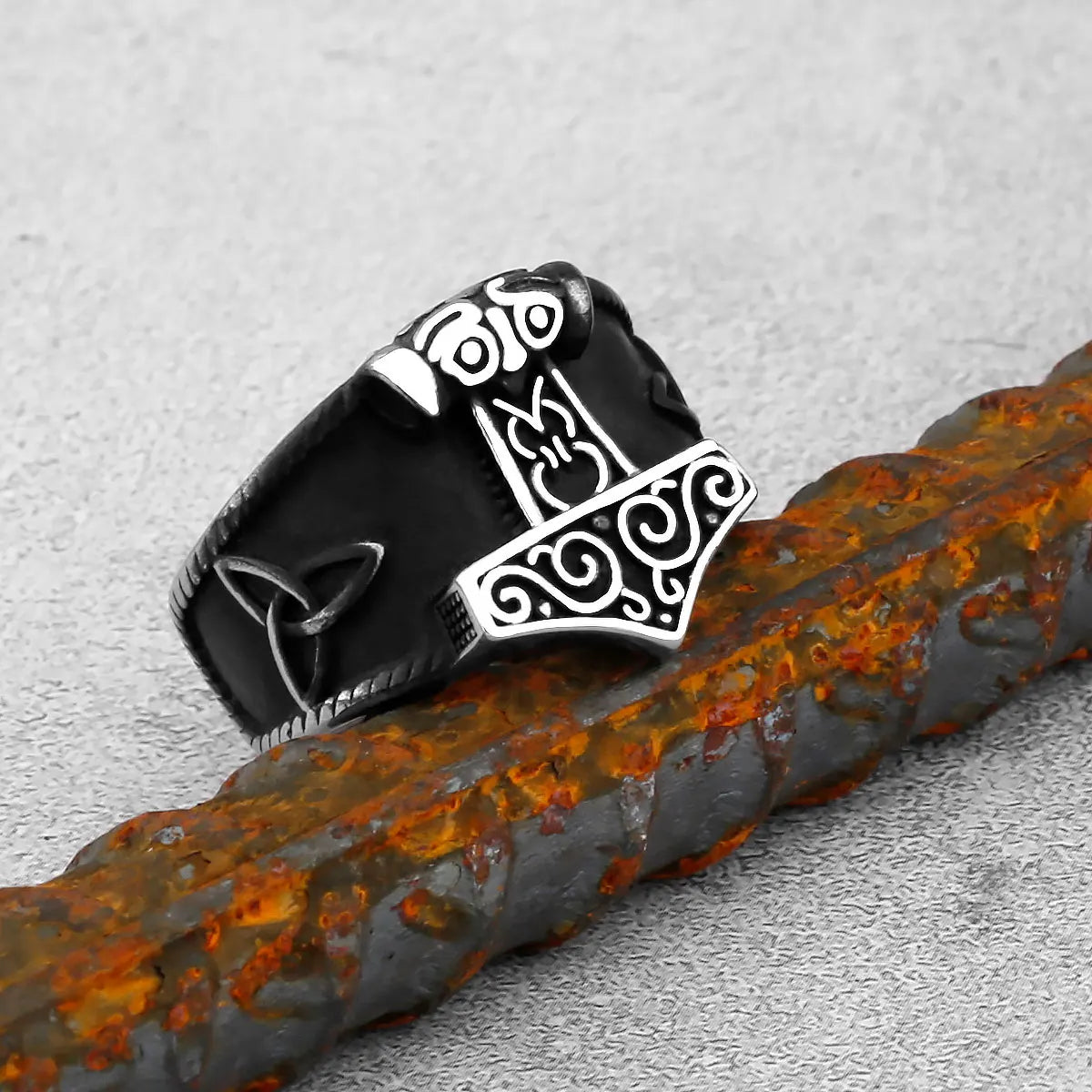 316L Stainless Steel New Viking Ring Mjolnir Thor Hammer Celtics Knot Rings Mens Nordic Amulet Jewelry Free Shipping Wholesale