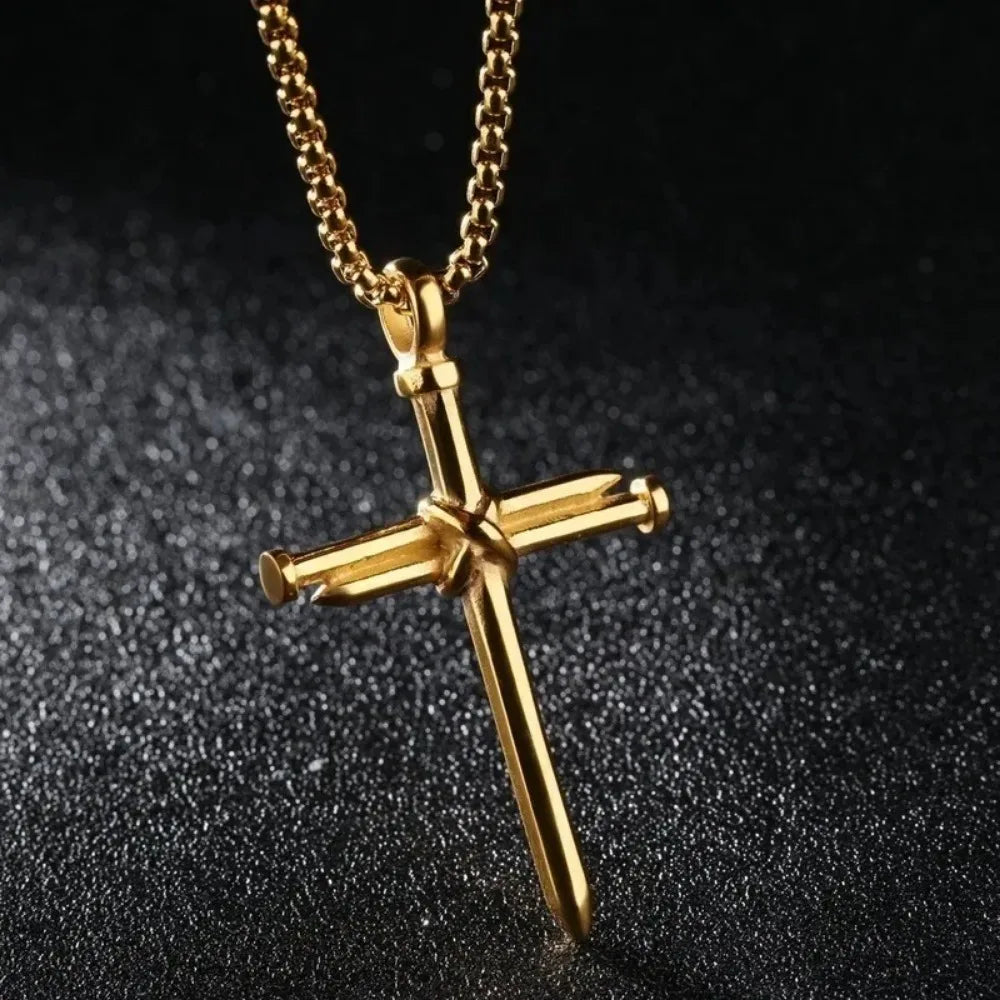 Mens Jewellery Black Stainless Steel Necklace Cross Pendant-Chain Necklace Gift for Men Wholesale