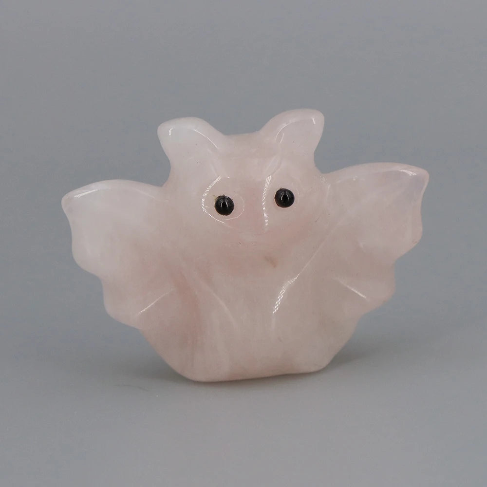 1.5in Mini Crystal Bat Statue Natural Stone Carving Animals Figurine for Home Decoration Jewelry Accessory Crafts Halloween Gift