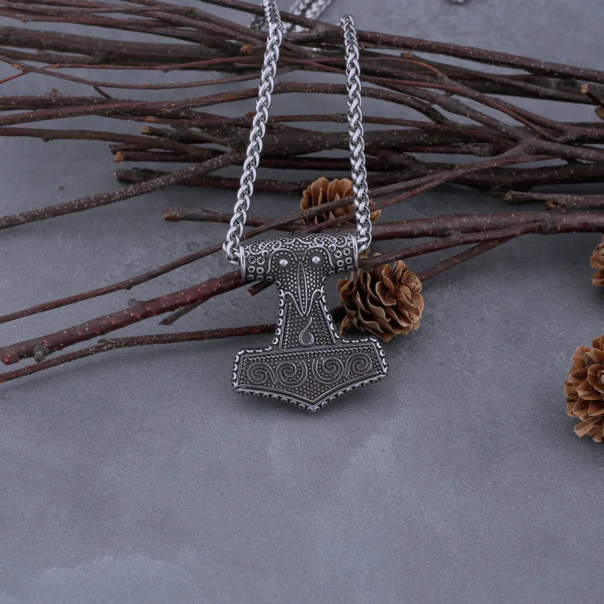 Nordic Viking Thor's Hammer Mjolnir Raven Necklace Men's Anchor Amulet Pendant Viking Stainless Steel Jewelry Gift Dropshipping