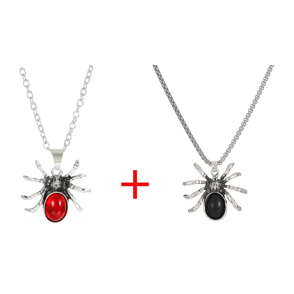 Retro Spider Necklace for Women Men Punk Spider Pendant Collar Chain Jewelry Trendy Accessories Halloween Gifts Gothic Decor