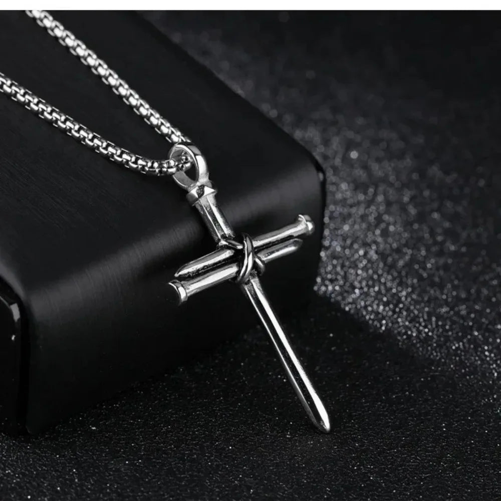 Mens Jewellery Black Stainless Steel Necklace Cross Pendant-Chain Necklace Gift for Men Wholesale