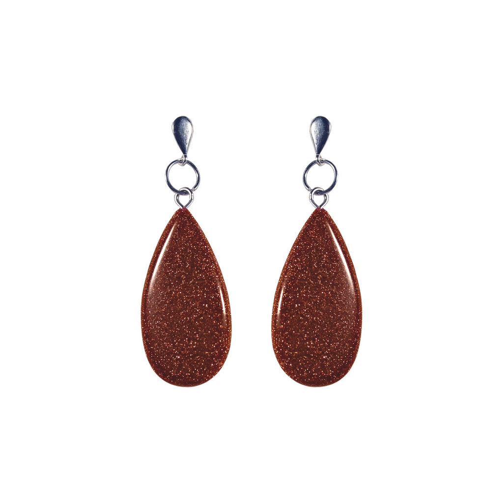 Brown Goldstone Teardrop Earrings, Brown Goldstone Sterling Silver Earrings, Gemstone Stud Earrings | by nlanlaVictory-2