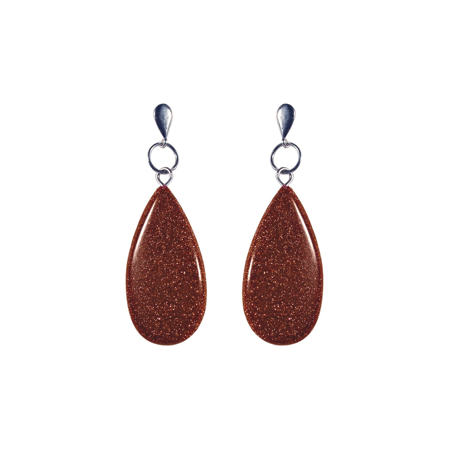 Brown Goldstone Teardrop Earrings, Brown Goldstone Sterling Silver Earrings, Gemstone Stud Earrings | by nlanlaVictory-2